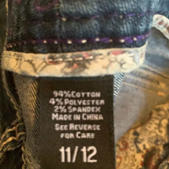 ARIYA SIZE 11/12 MEDIUM BLUE FADING SEQUIN DESIGN POCKETS CONTRAST STITCHING - Picture 4 of 10